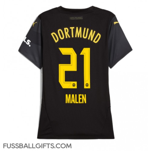 Borussia Dortmund Donyell Malen #21 Fußballbekleidung Auswärtstrikot Damen 2024-25 Kurzarm